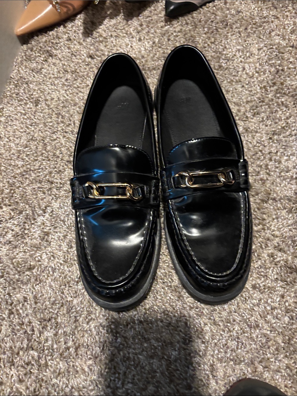H&M Black Patent Loafers with Subtle Shine